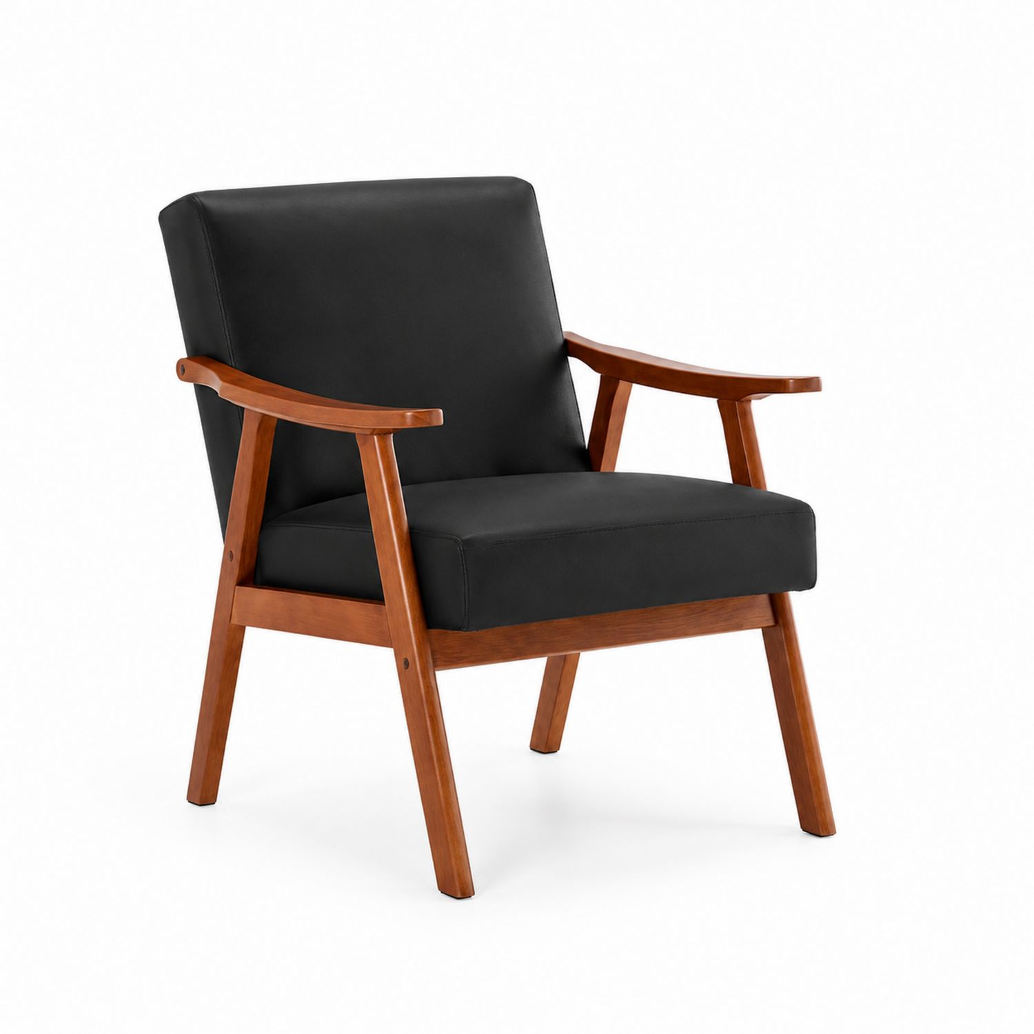 Sedia in legno e pelle nera