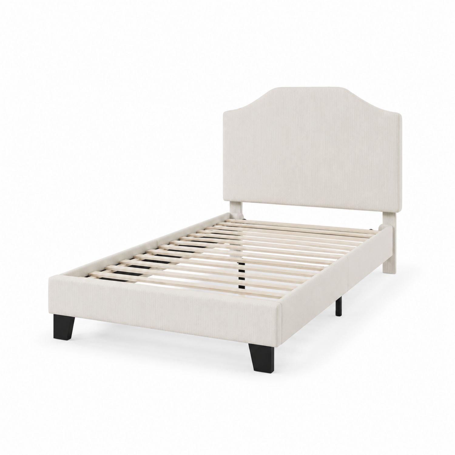 Letto singolo con testiera in tessuto Beige