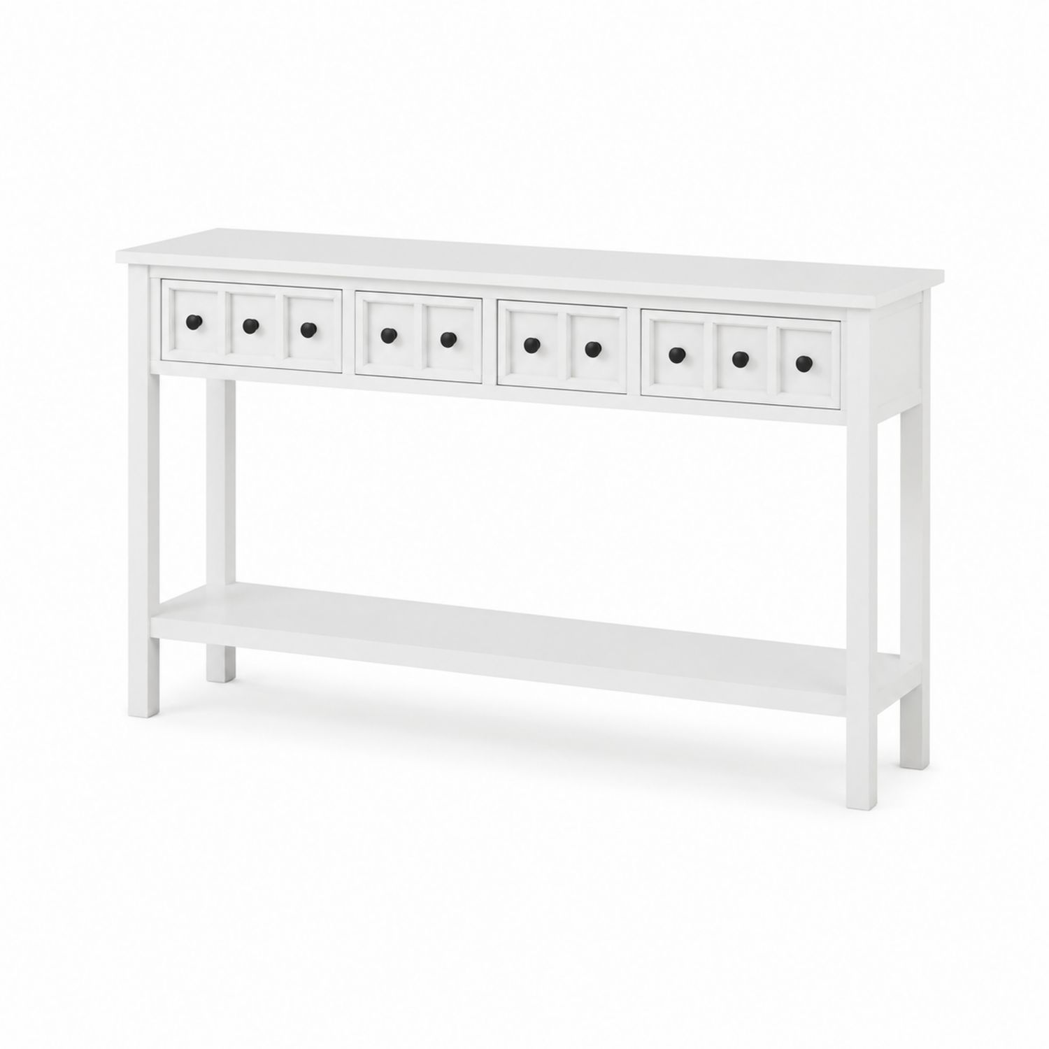 Consolle rettangolare bianca 120x30x80 cm legno di pino