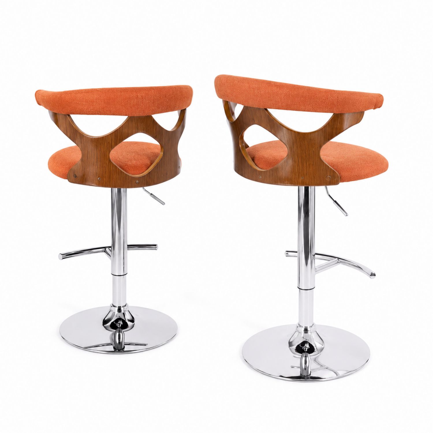 Set di 2 sgabelli da bar in legno e tessuto arancione