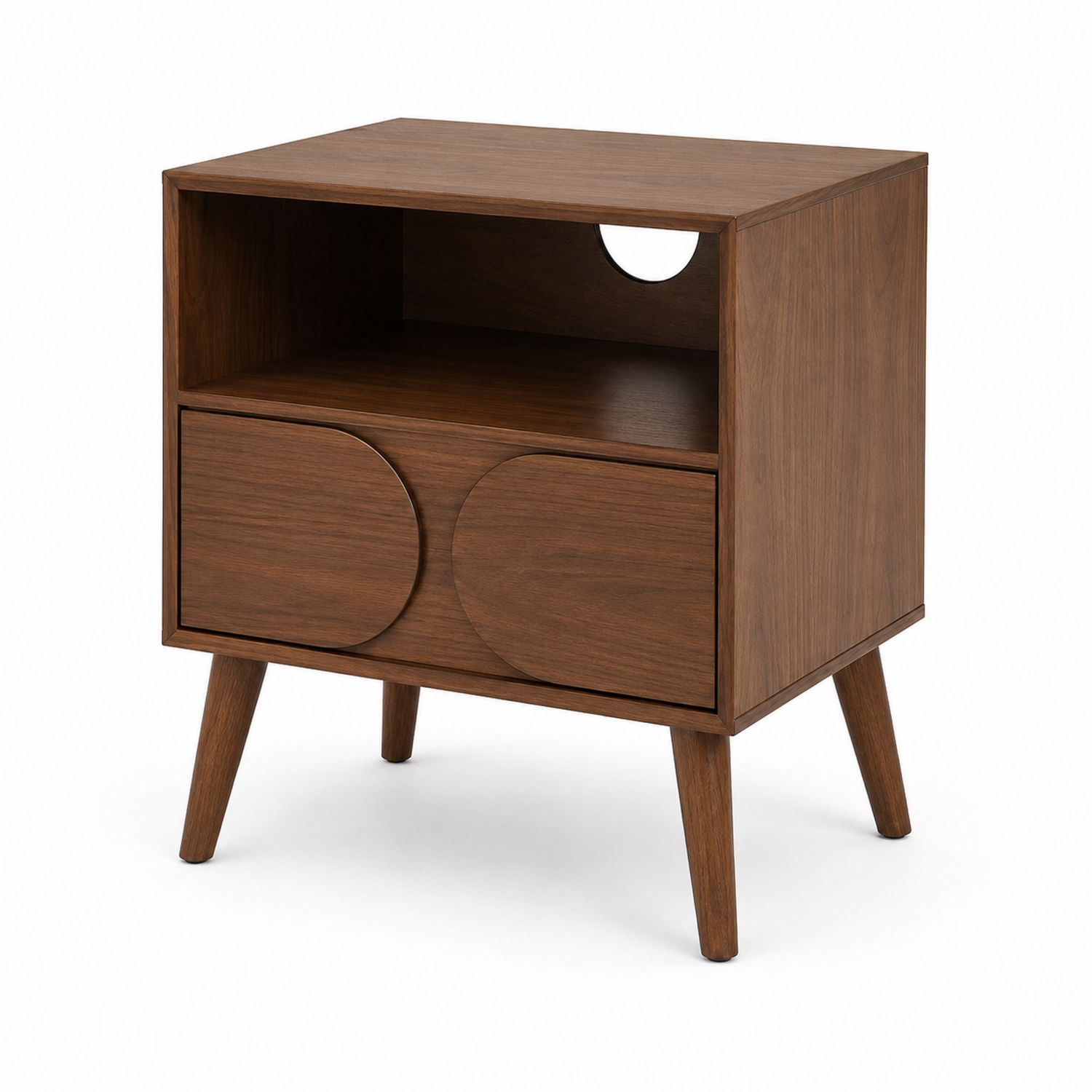 Comodino in Legno con Cassetti e Ripiano, Noce 50x40x60 cm