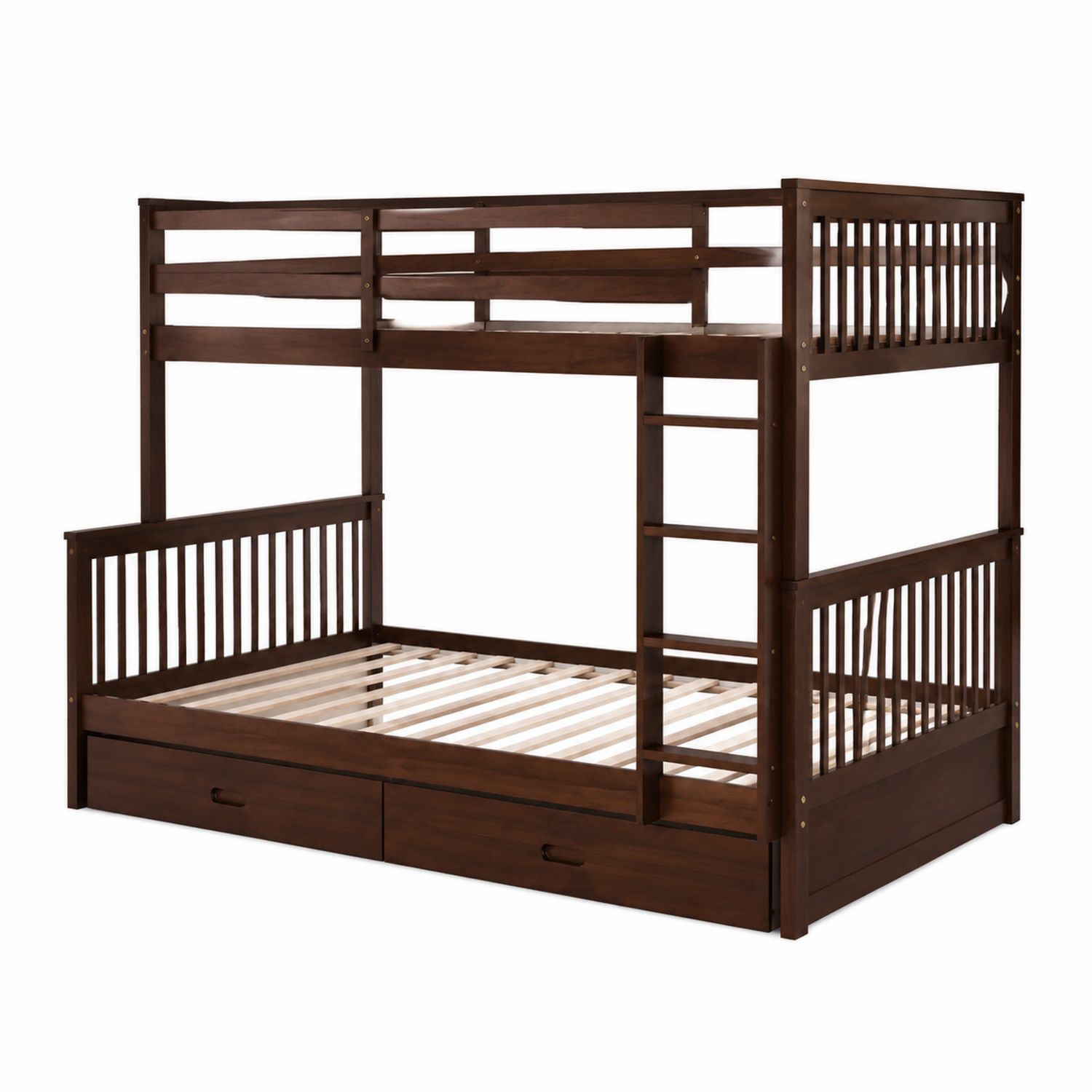Letto a castello in legno con cassetti marrone