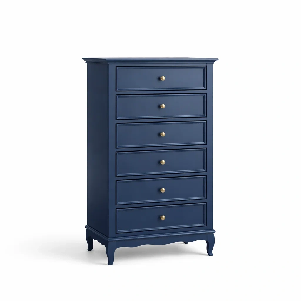 Holz Kommode Blau mit 6 Schubladen-furnielito