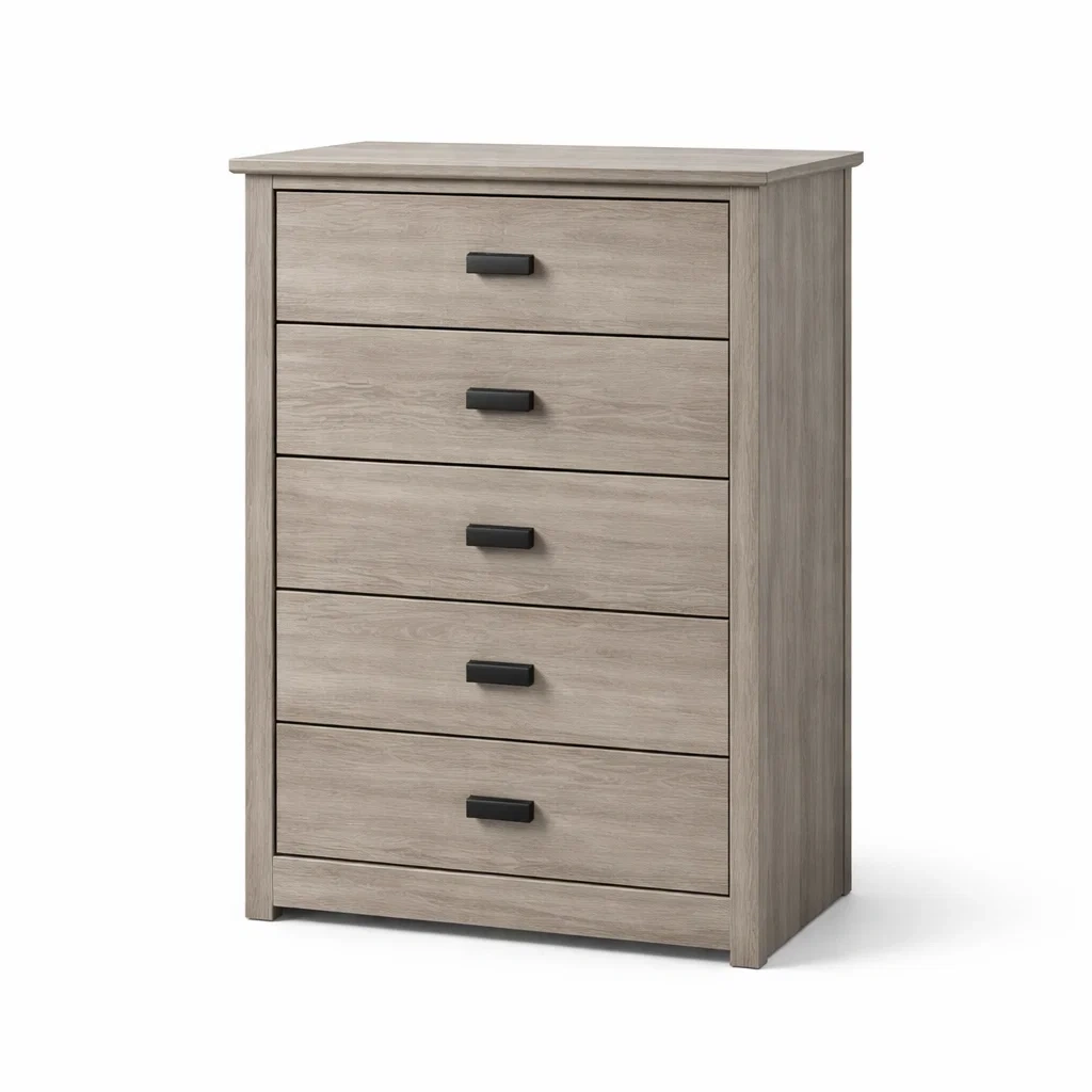 Kommode mit 5 Schubladen Holz Grau 80x40x106cm-furnielito