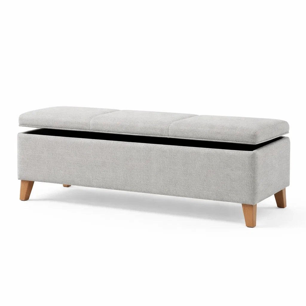 Polsterbank mit Stauraum, Grauer Stoff, 120 cm-furnielito