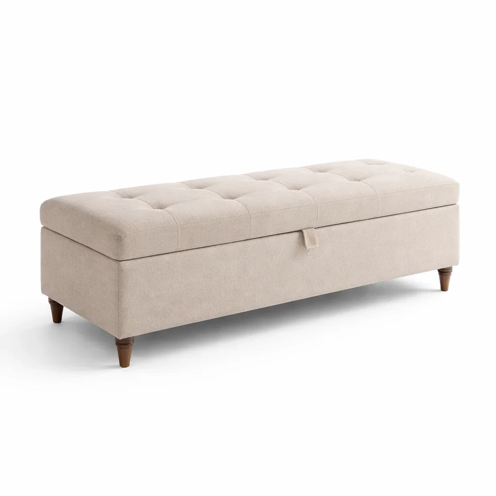 Polsterbank mit Stauraum Stoff Beige 140x40x45 cm-furnielito