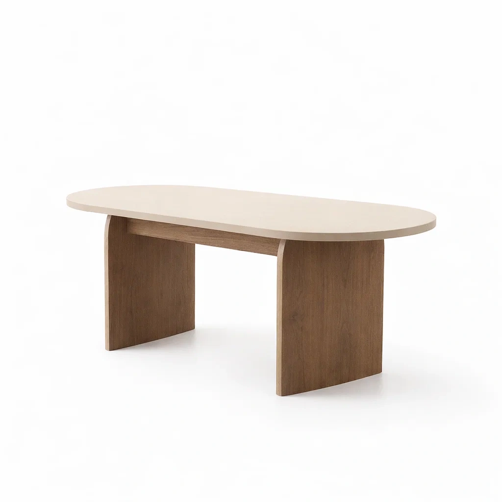 Ovaler Esstisch Furnierholz Beige/Braun-furnielito