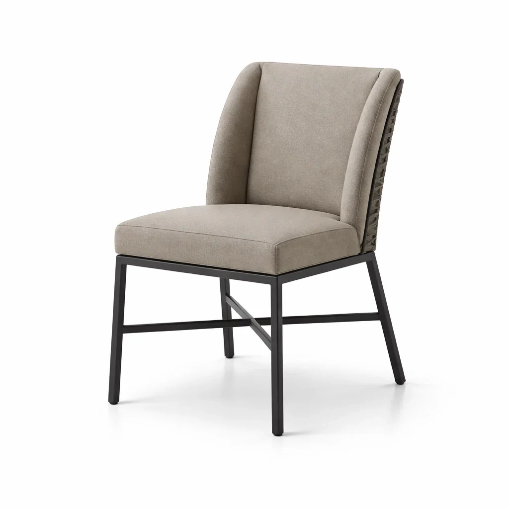 Stuhl Stoff Metallgestell Beige 50x60x85 cm-furnielito