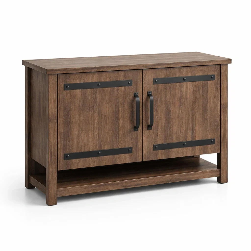 Sideboard aus MDF mit Holzfurnier und Doppeltüren 90cm Braun-furnielito
