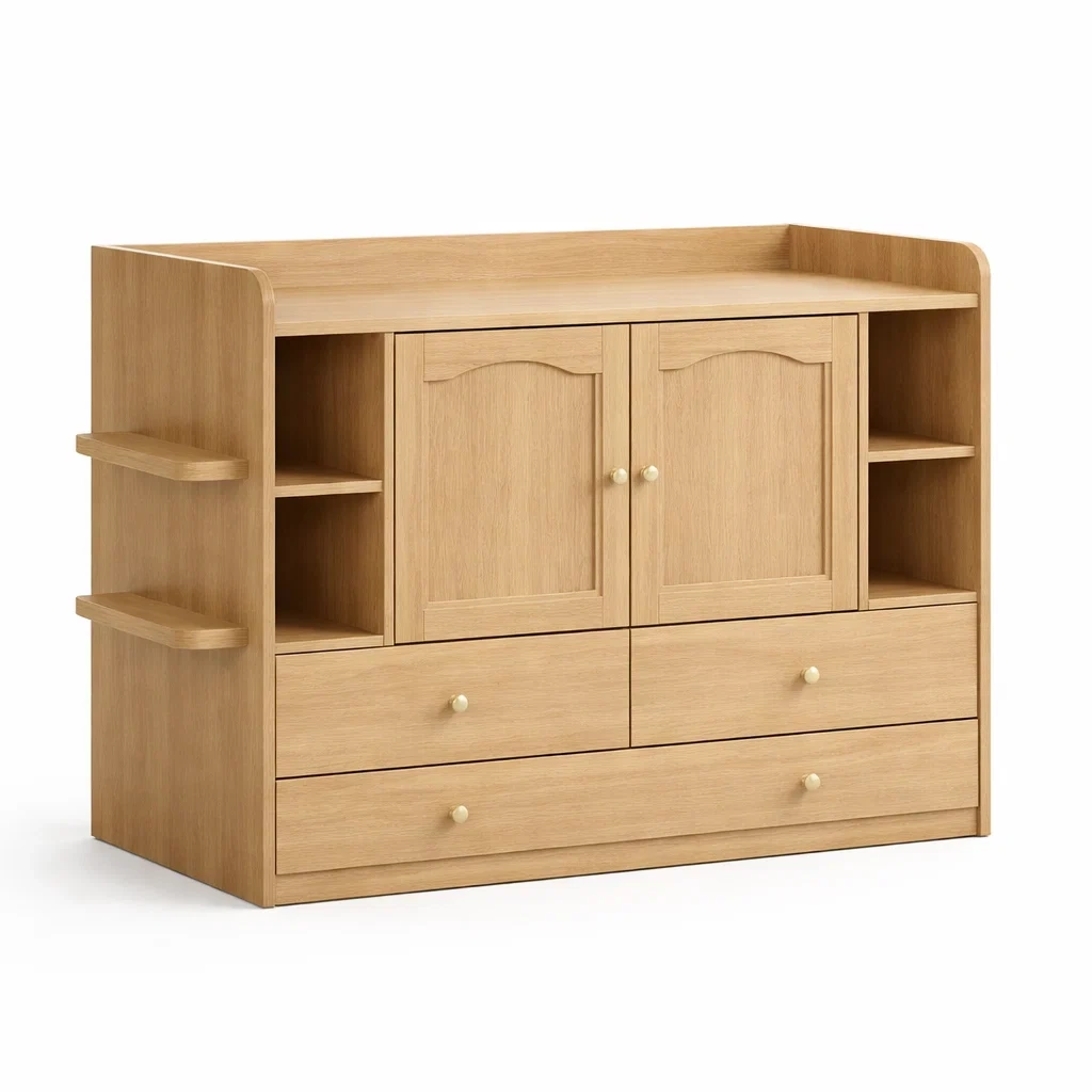 Sideboard mit 4 Schubladen Holz 2 Türen 6 Fächer 110x45x90cm-furnielito