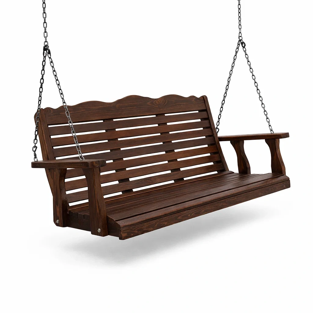 Holz Hängeschaukelbank aus Tannenholz Dunkelbraun 150 cm-furnielito