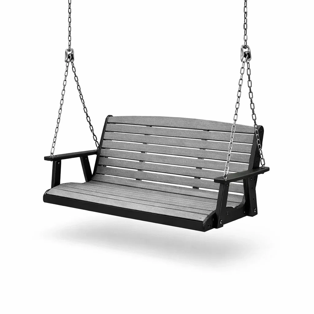 Metallschaukelbank für den Garten Grau/Schwarz 120 cm-furnielito