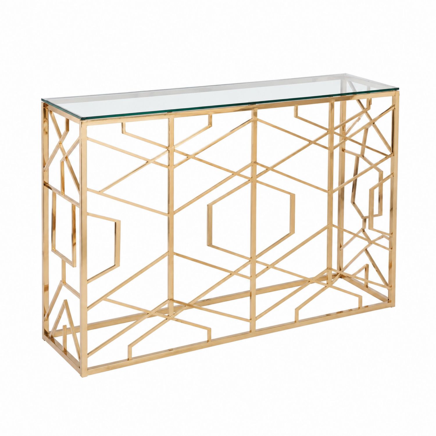 Mesa consola de metal y cristal 120x35x80 cm