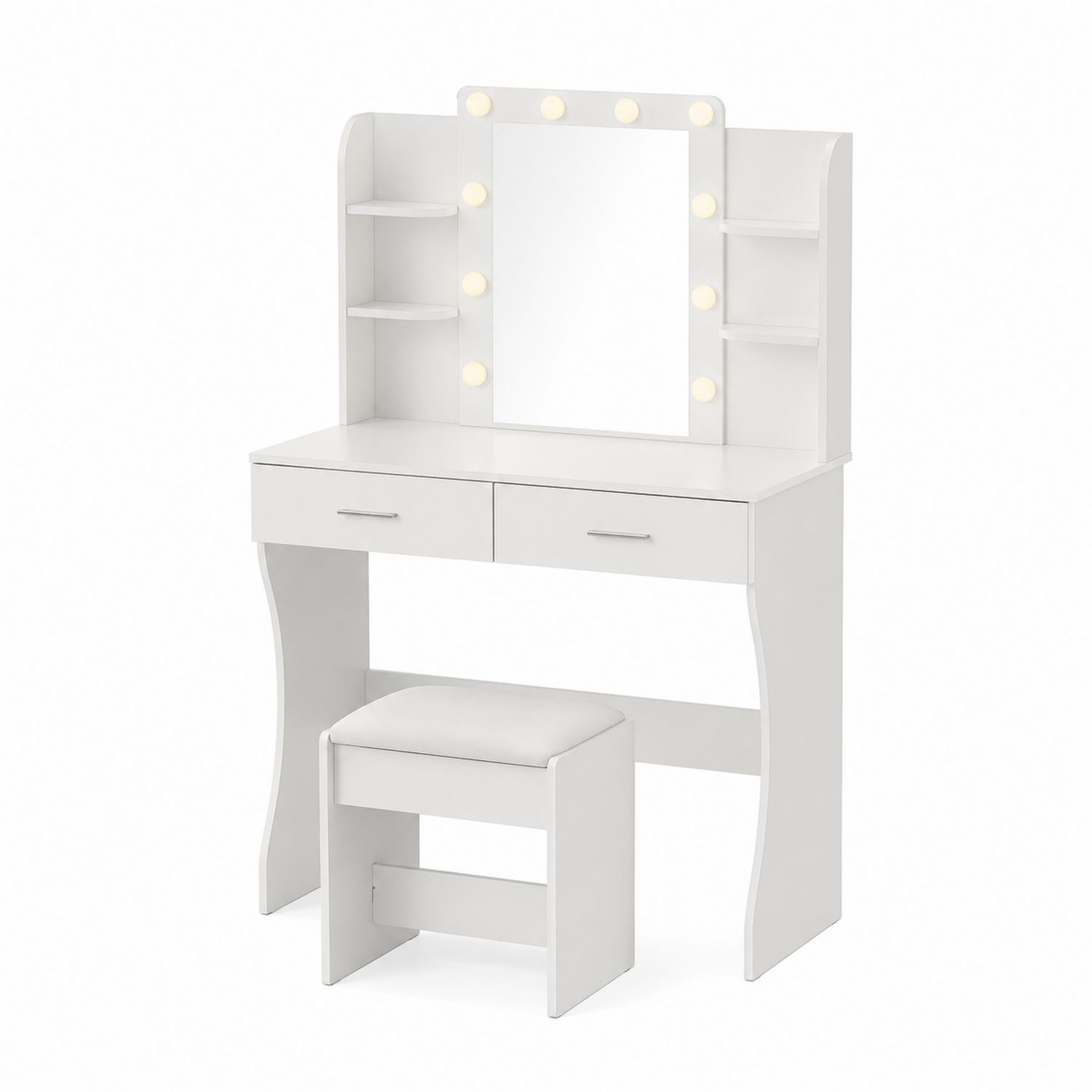 Tocador de MDF con Espejo y Luces LED Blanco