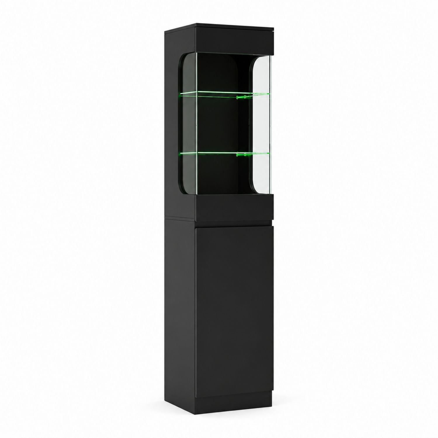 Vitrina de MDF y Vidrio Templado con LED Negro