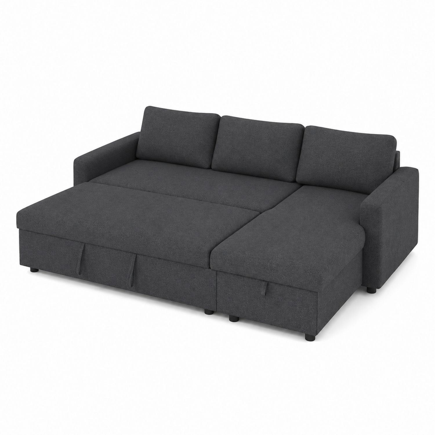 Sofá cama chaise longue 3 plazas gris poliéster