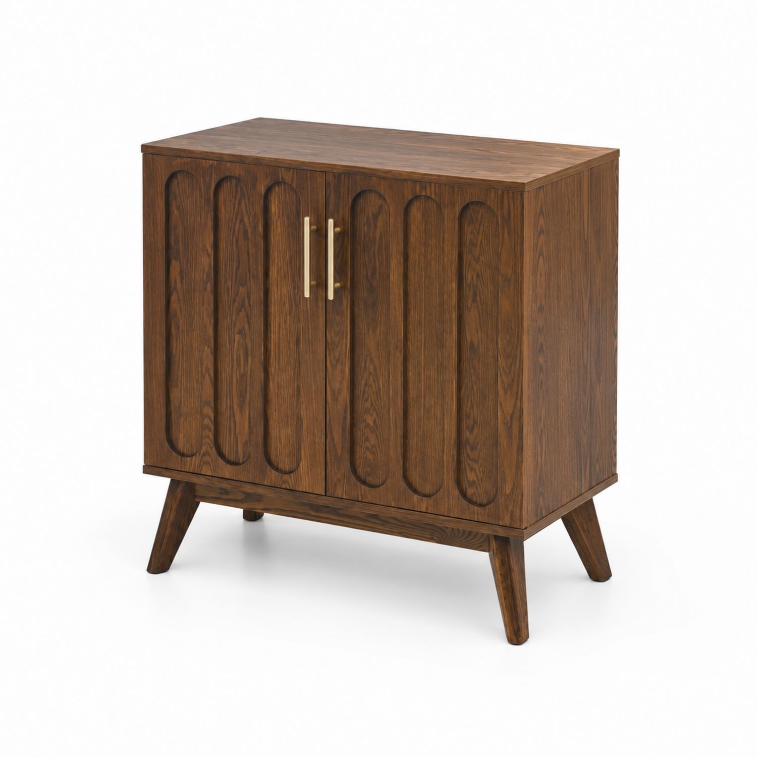 Aparador de Madera de Roble Marrón con Tiradores de Metal 80x40x90 cm