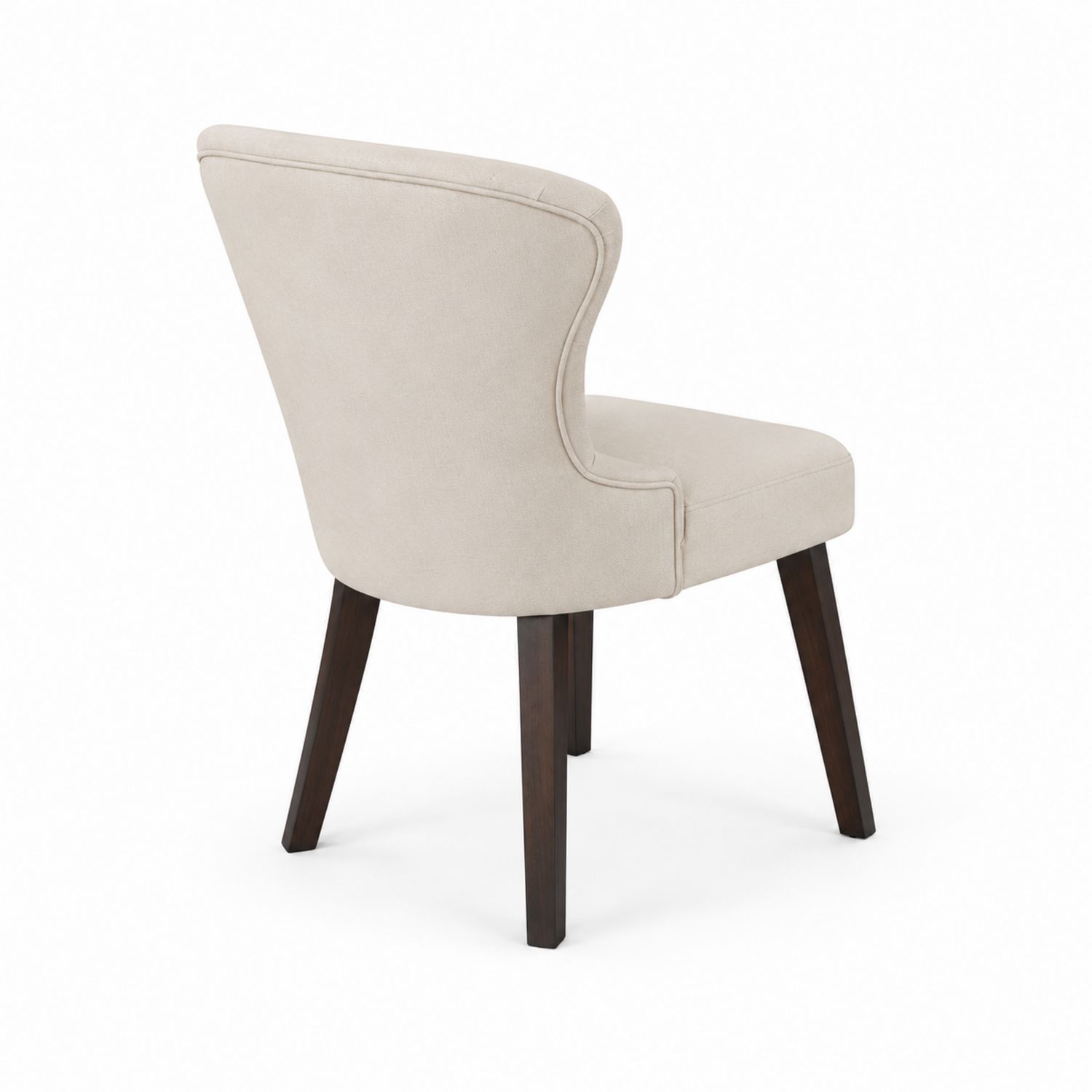Silla de comedor en poliéster beige con patas de madera