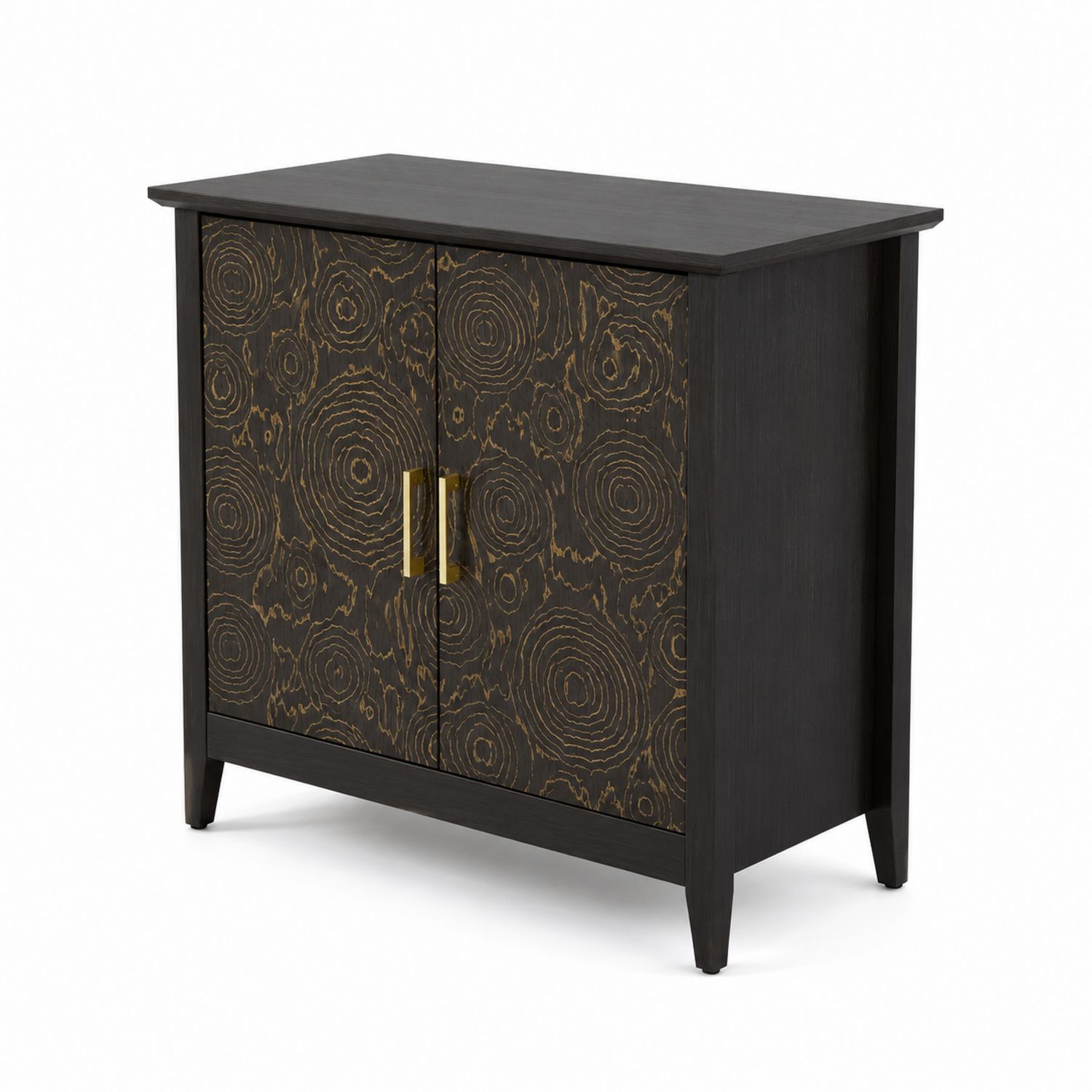 Aparador de madera con diseño geométrico 80x40x90 cm Negro/Dorado