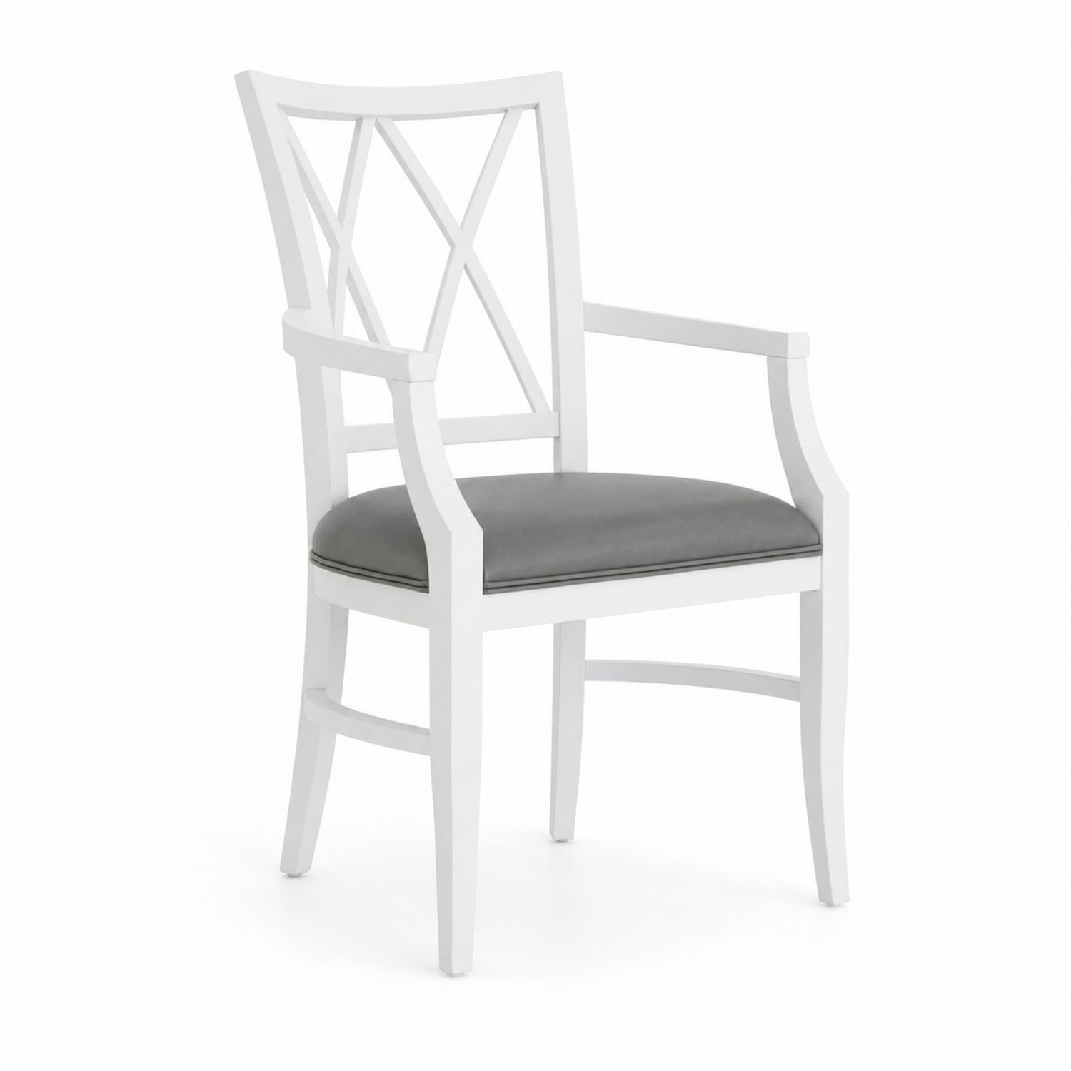 Silla de madera blanca con asiento de PU gris