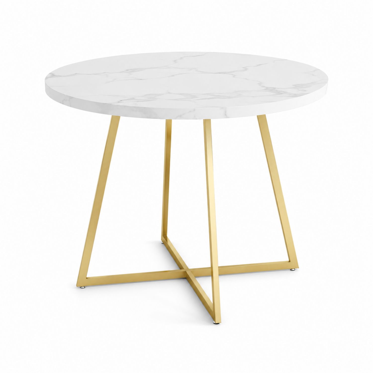 Mesa redonda de cerámica efecto mármol con patas de acero 75 cm