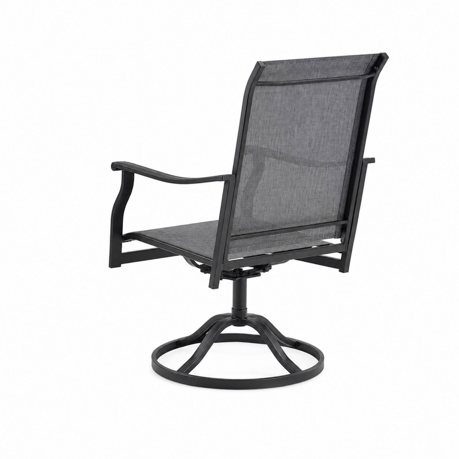 Silla giratoria de exterior con estructura de aluminio y asiento de textilene gris