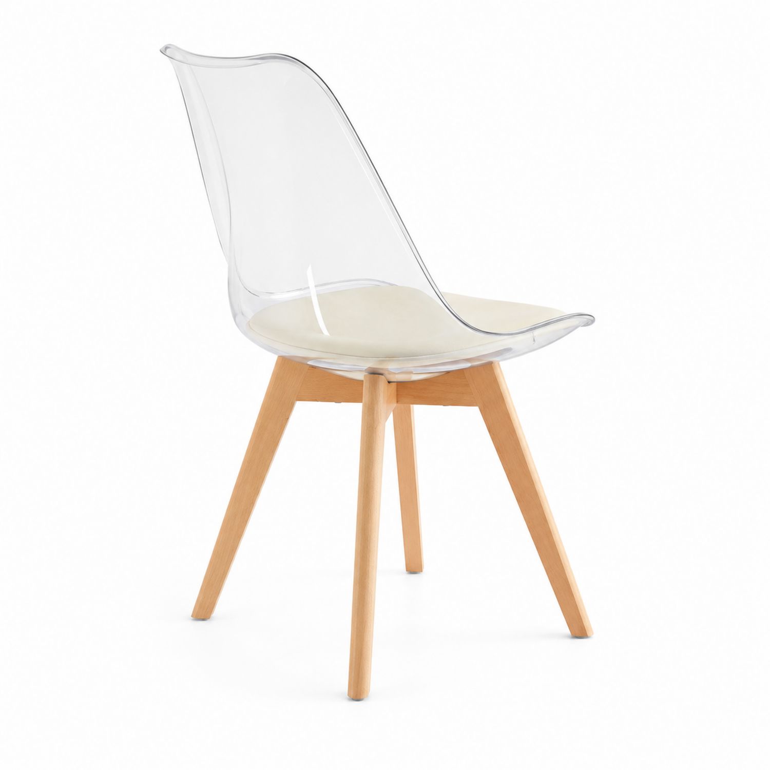 Silla de acrílico transparente y patas de haya