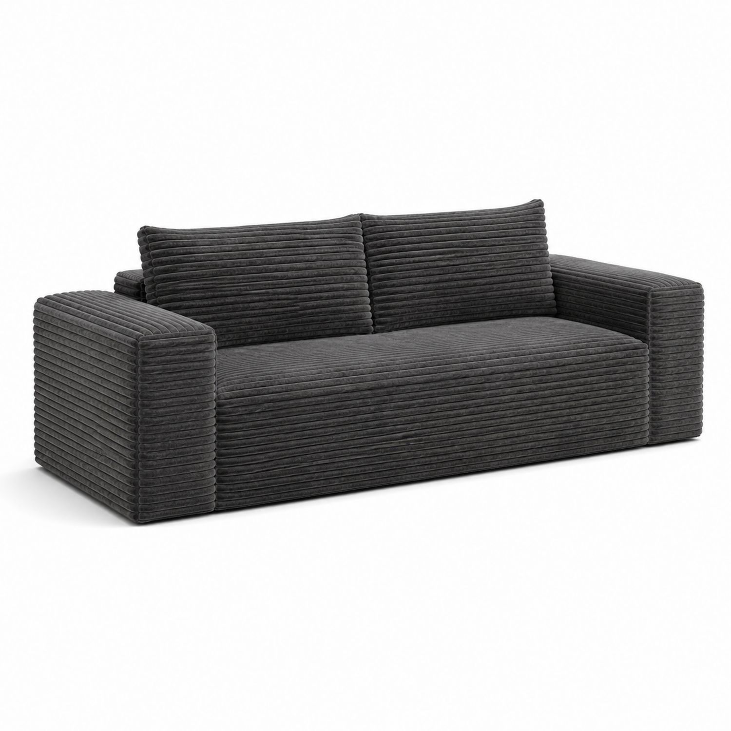 Sofá de tres plazas de tela de pana gris