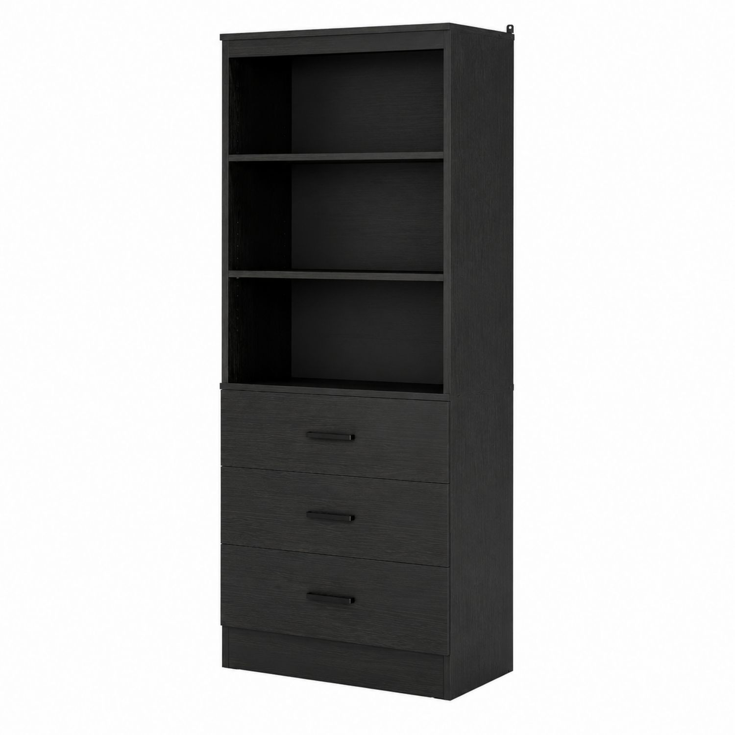 Estantería de madera negra con cajones de 180x80x40 cm