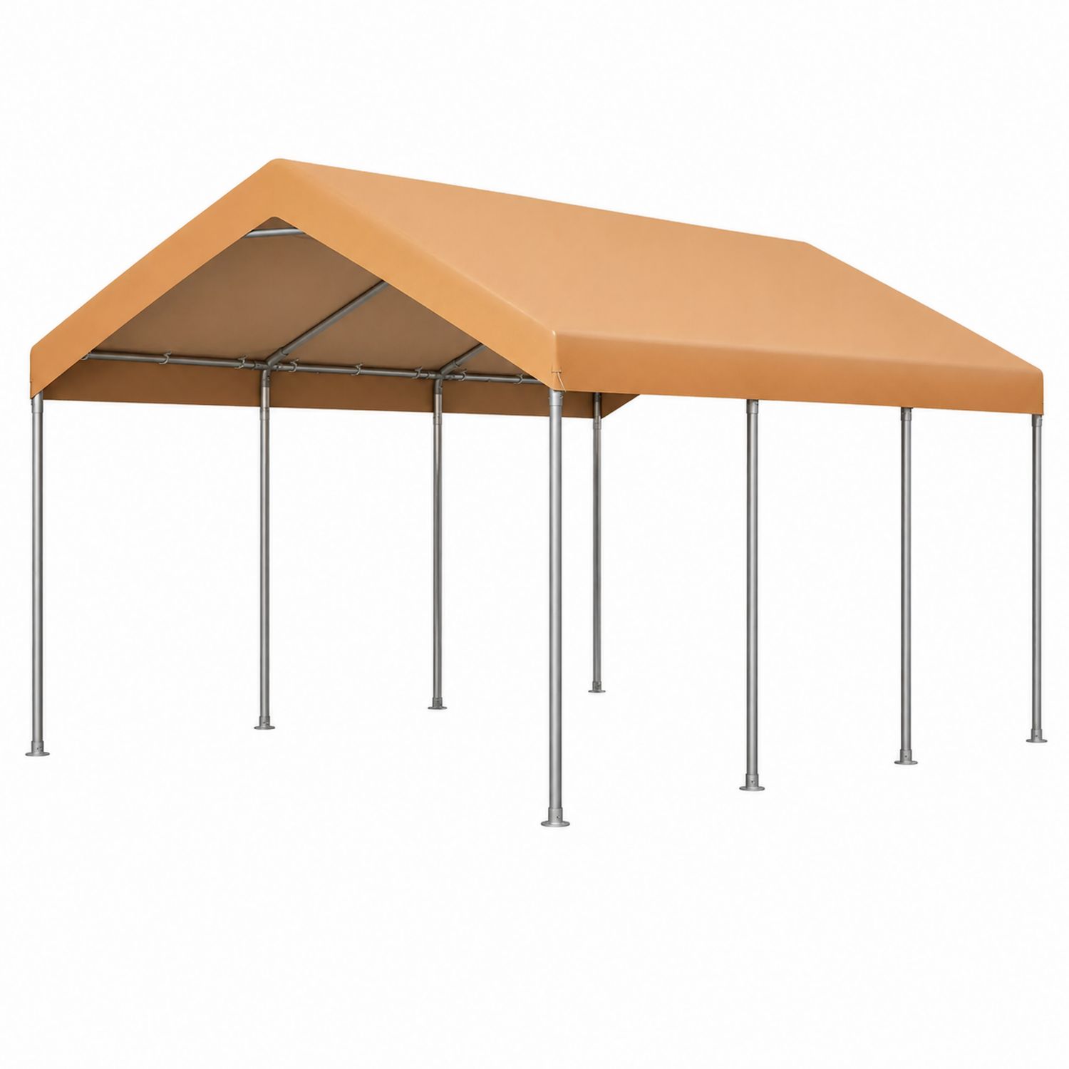 Toldo de jardín 300x600 cm poliéster y estructura de metal marrón