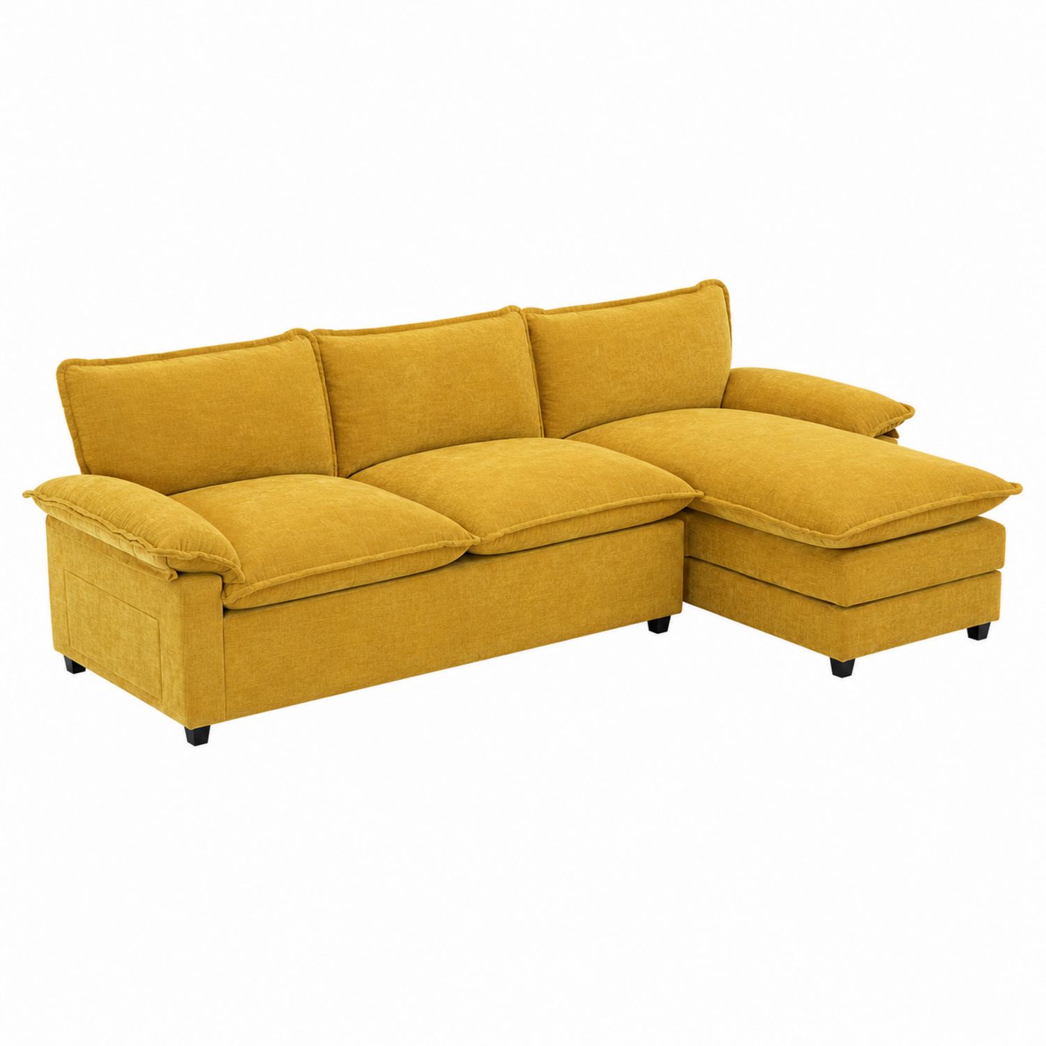 Sofá seccional de tela con chaise longue amarillo