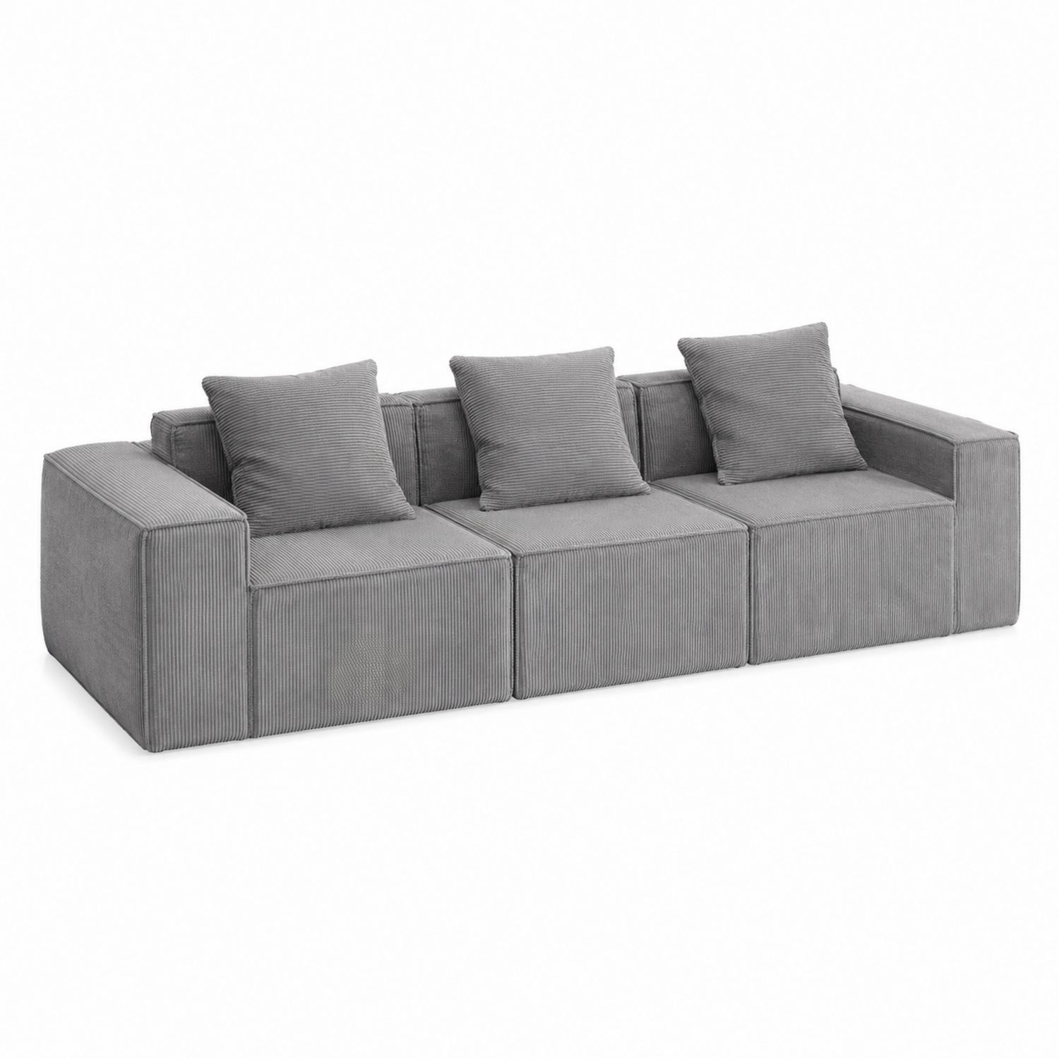 Sofá modular de 3 plazas de algodón gris 260x90x70 cm