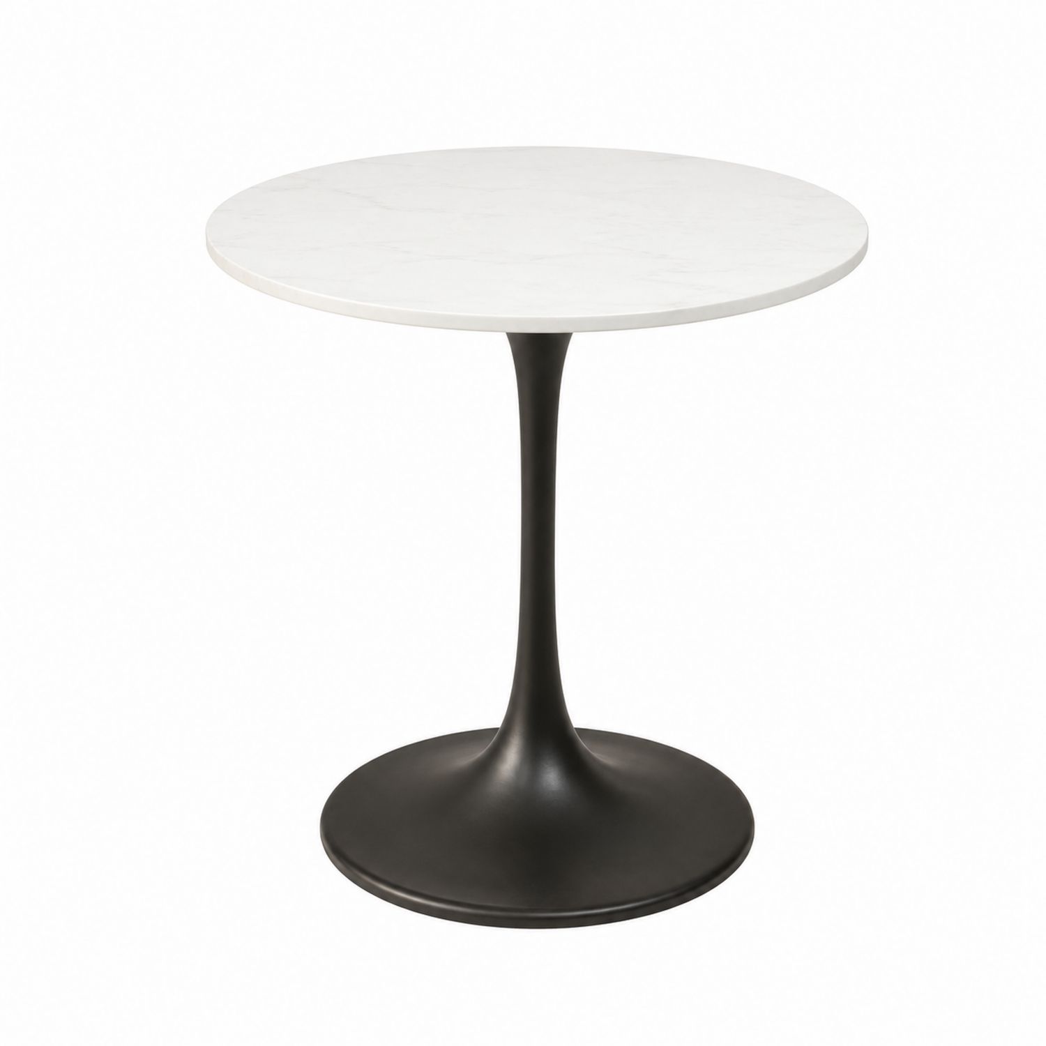 Mesa redonda de mármol y base de metal, Blanco y Negro, diámetro 100 cm