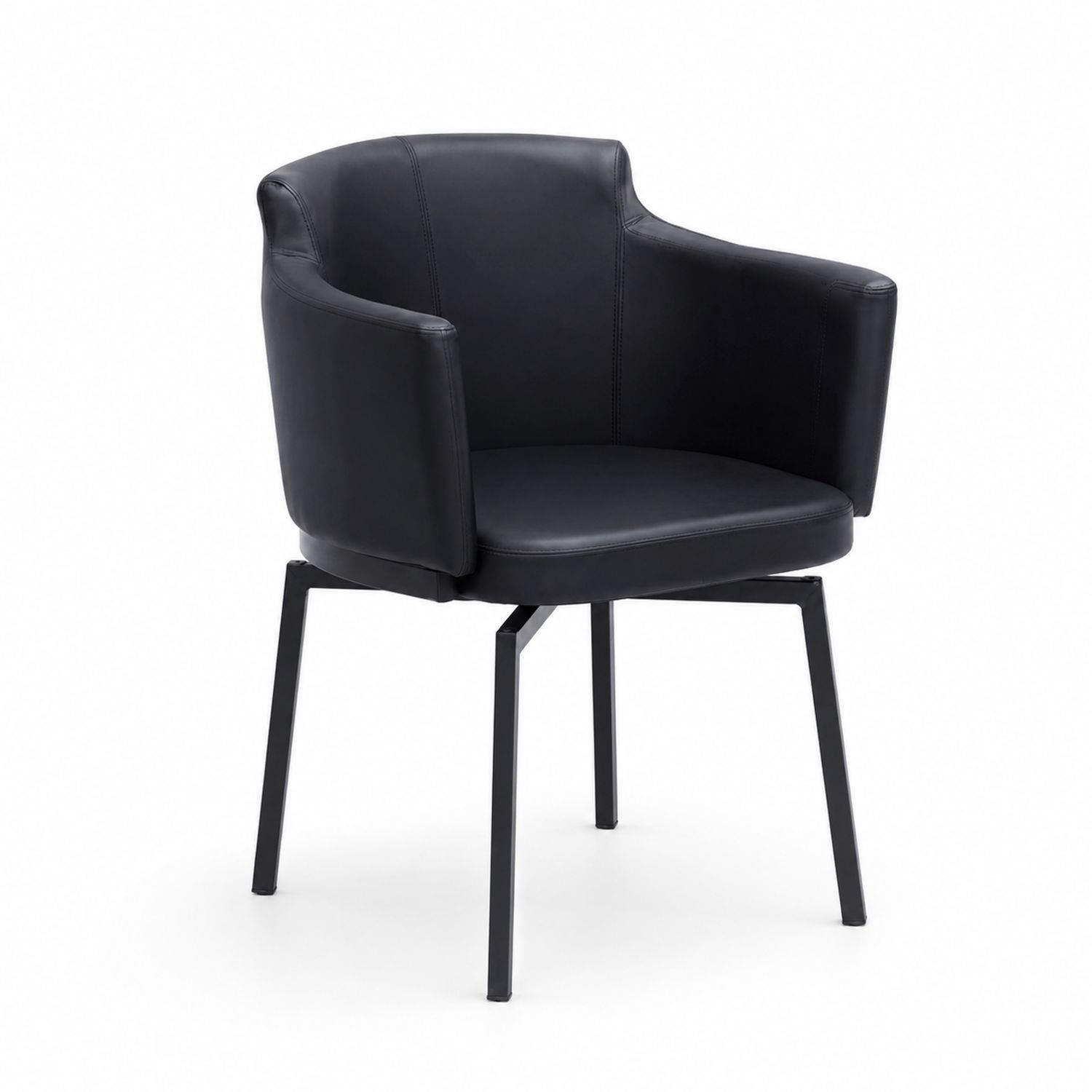 Silla de comedor de cuero sintético con patas de metal