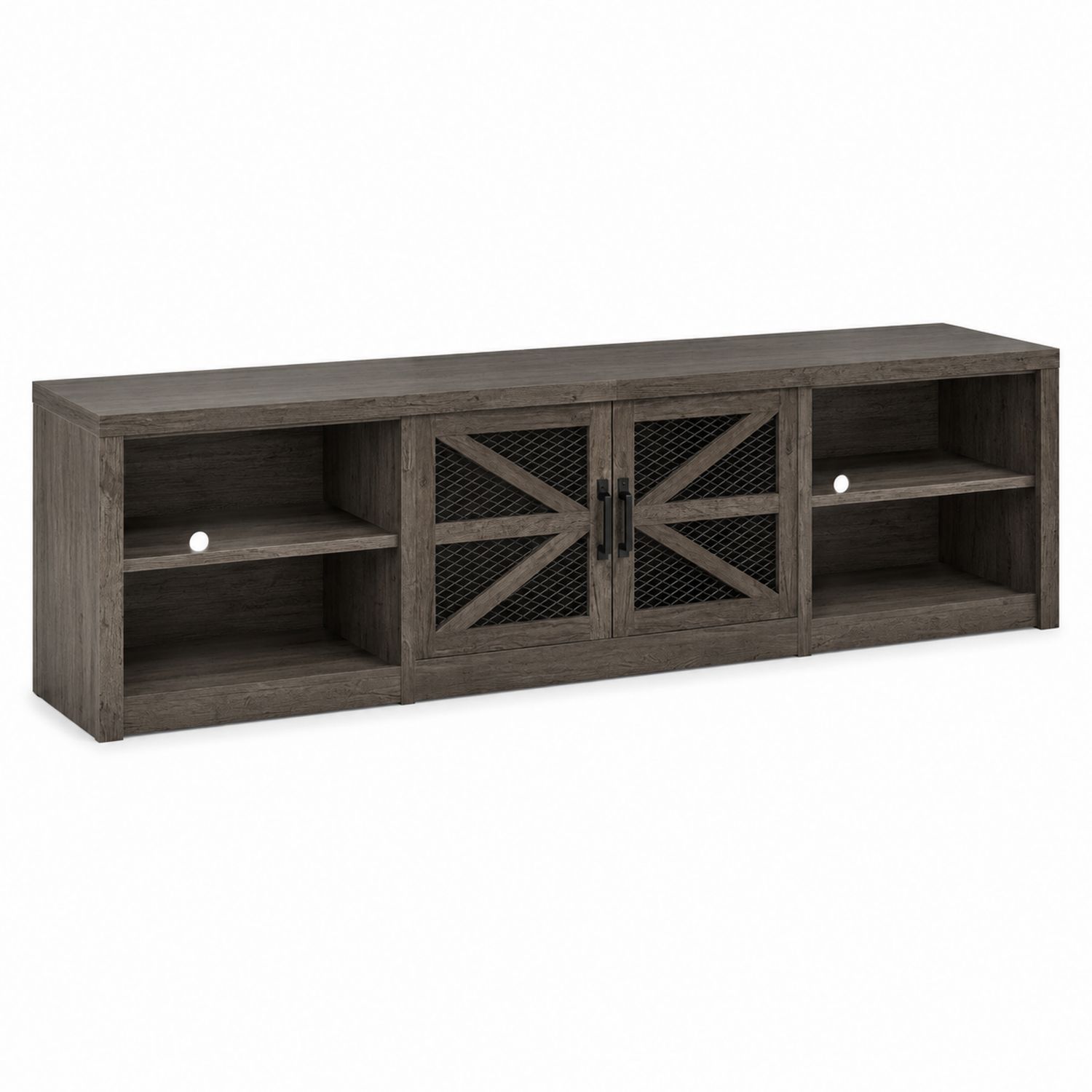 Mueble para TV de madera gris con puertas de malla 180 cm