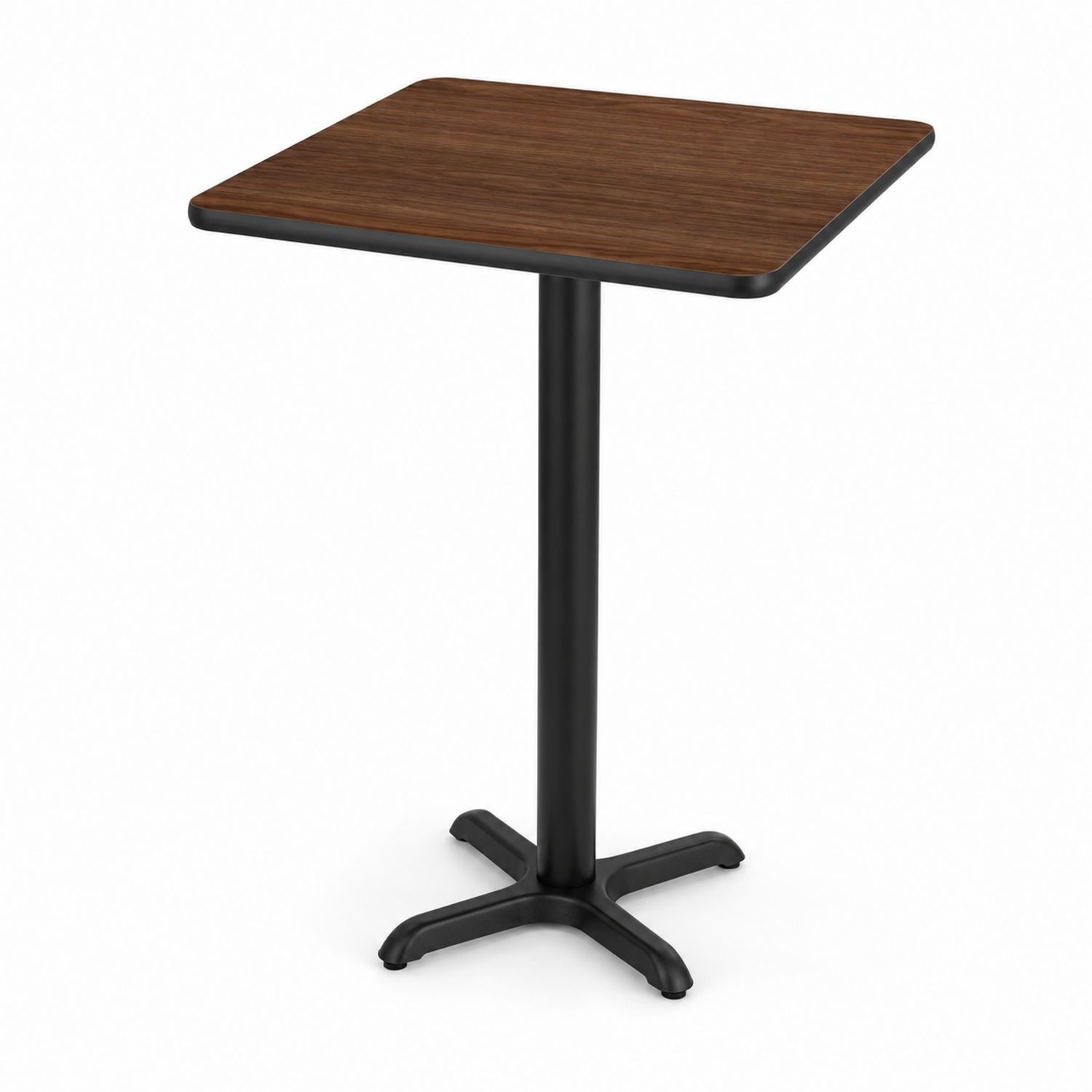Mesa cuadrada de 60x60 cm con tablero de madera laminada y base de metal negro