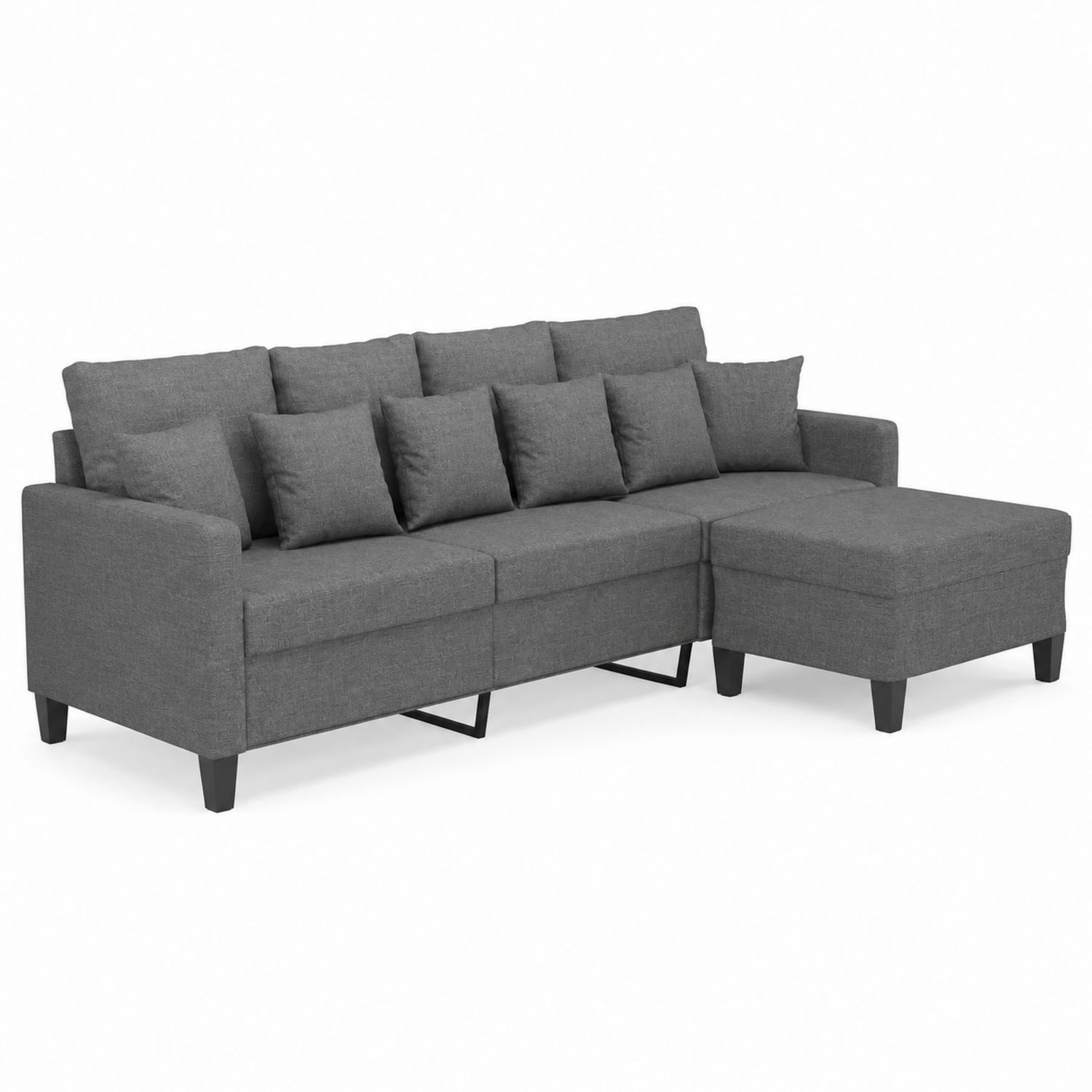 Sofá seccional en forma de L gris poliéster