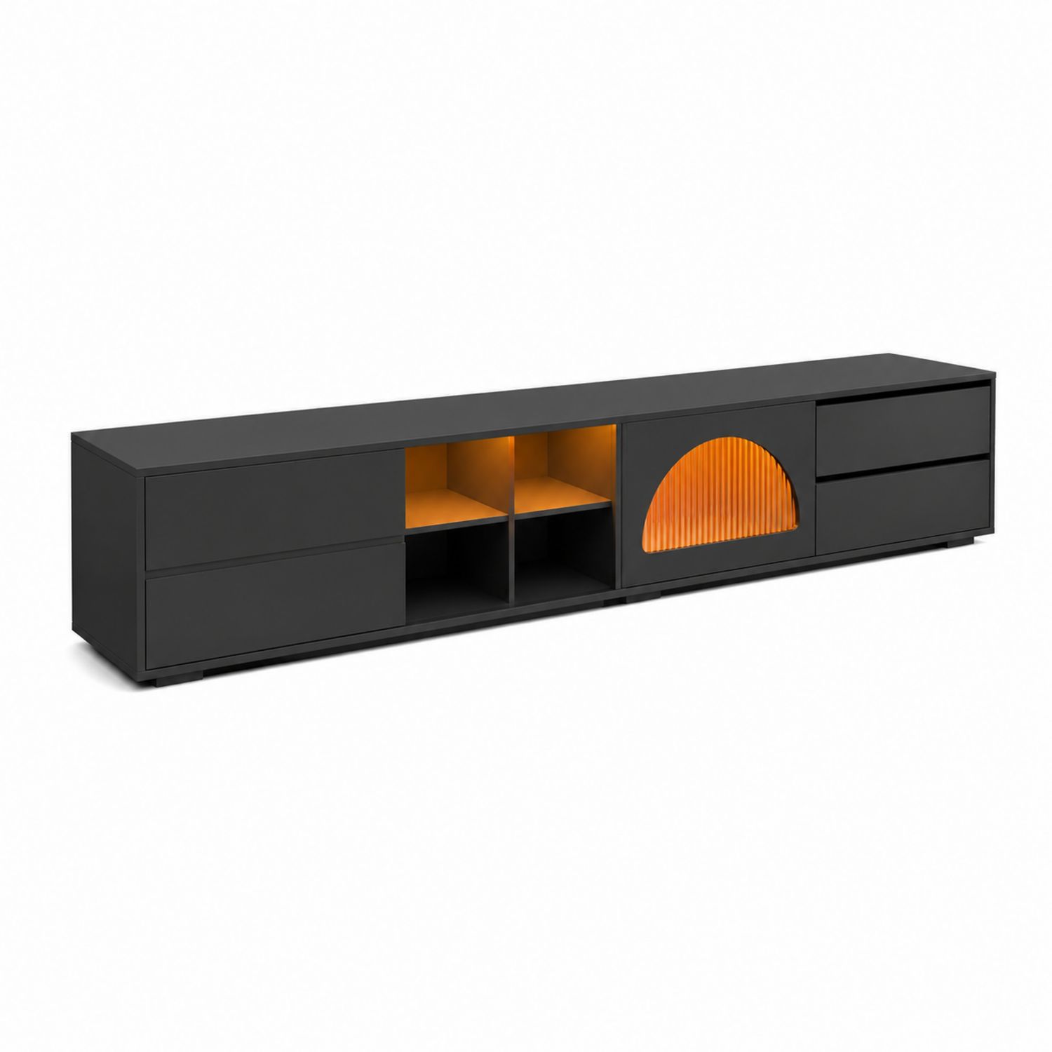 Mueble para TV de Madera DM y Acero Negro/Naranja