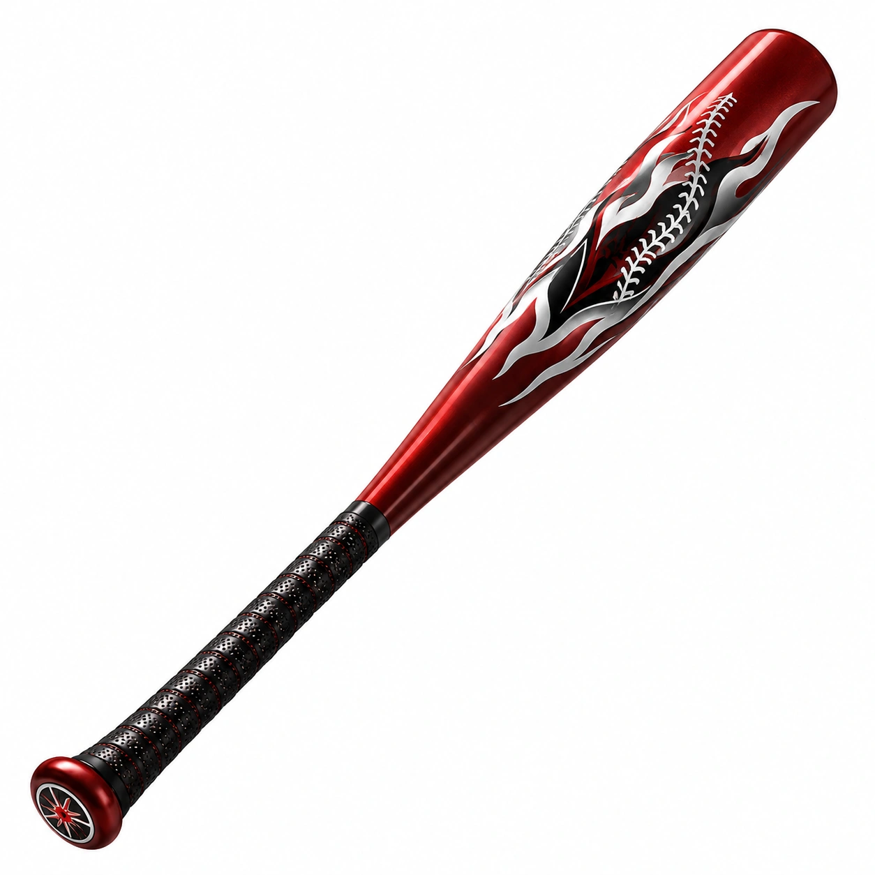 Kij baseballowy metalowy z motywem płomieni czerwony 85 cm-COZFIRA