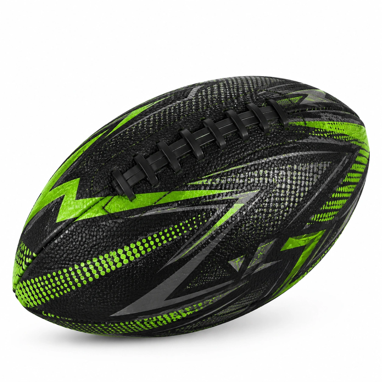 Piłka do rugby zielono-czarna z teksturą 28x15cm-COZFIRA