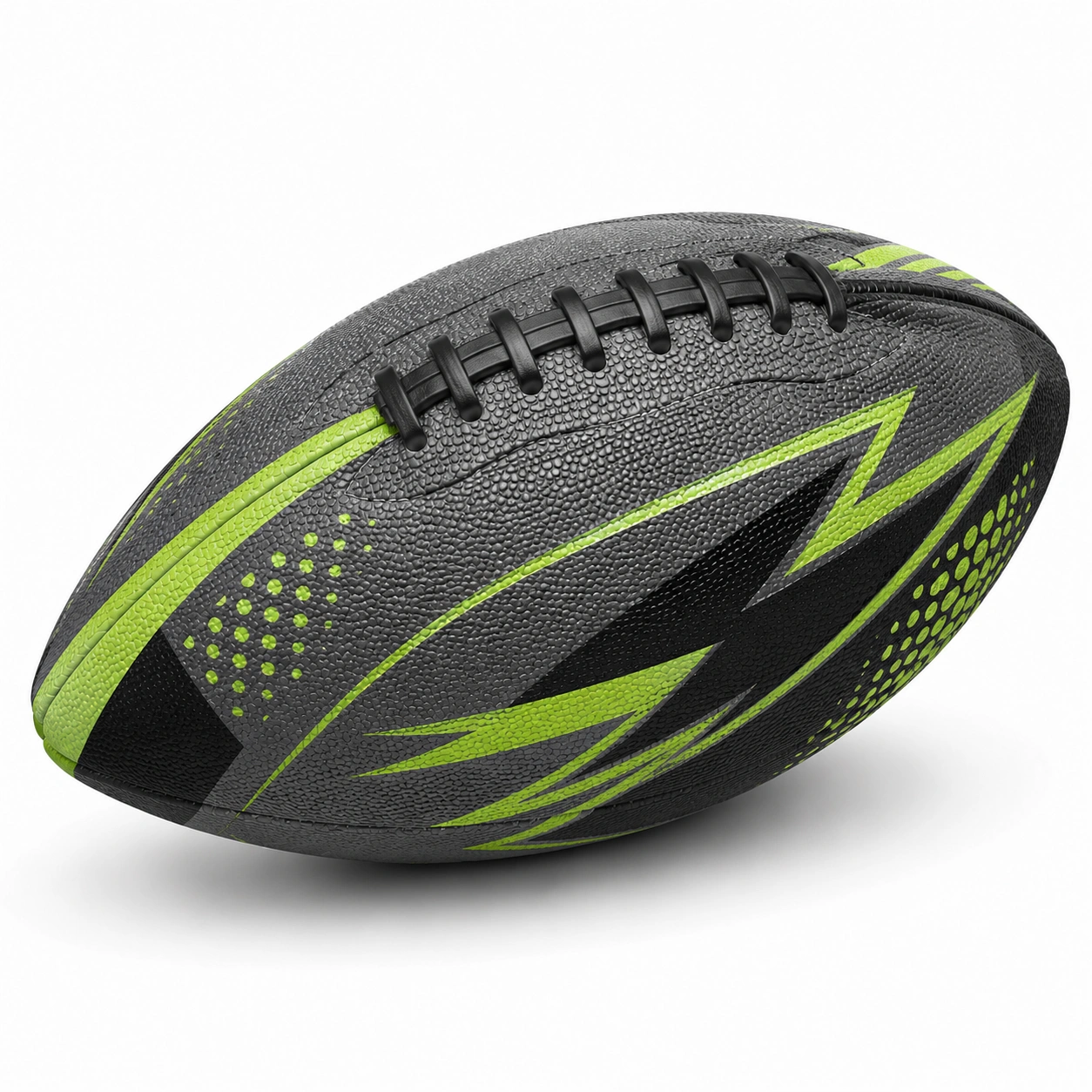 Piłka do rugby czarno-zielona z wytrzymałą konstrukcją i teksturowaną powierzchnią-COZFIRA