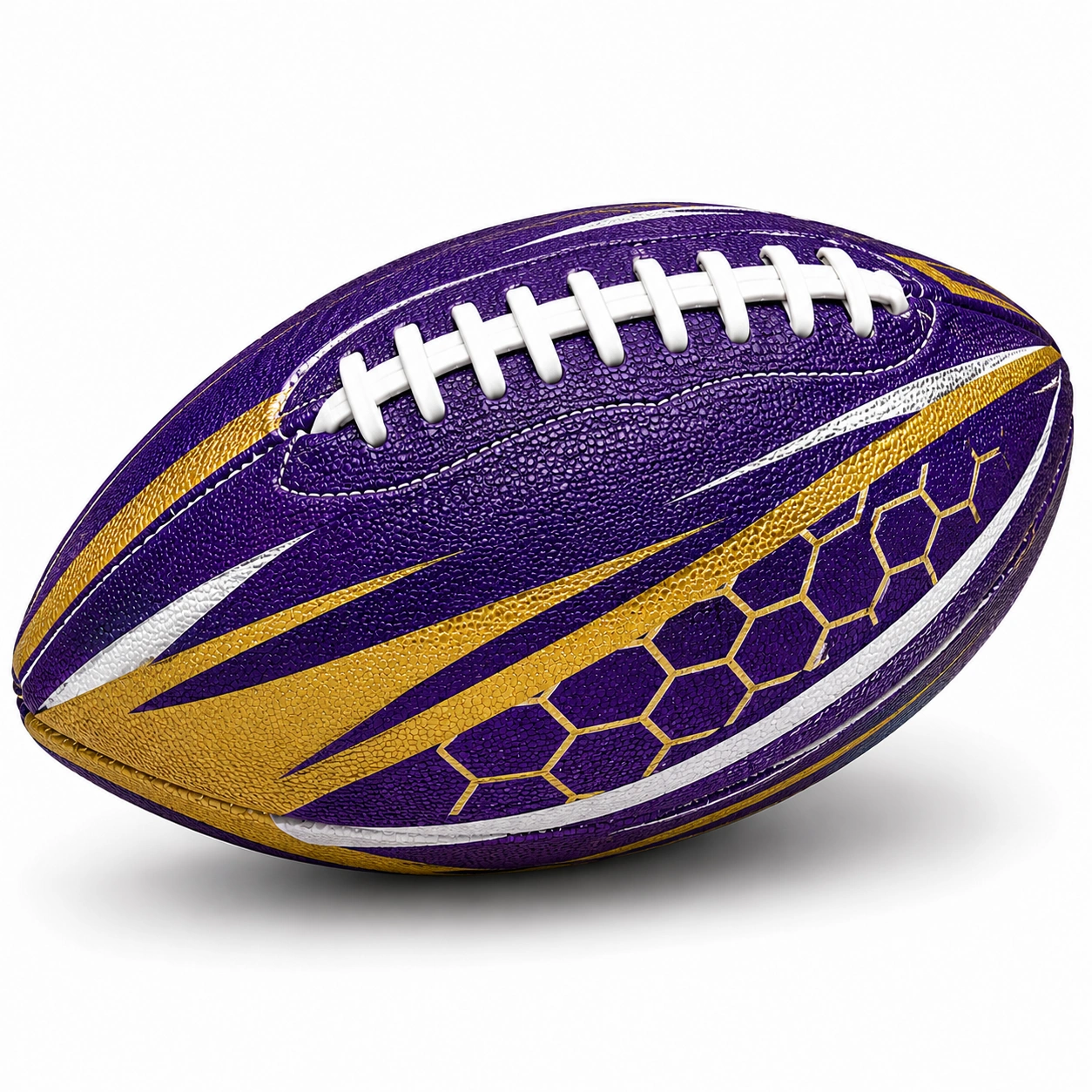 Piłka do rugby fioletowo-żółta z dynamicznym wzorem-COZFIRA