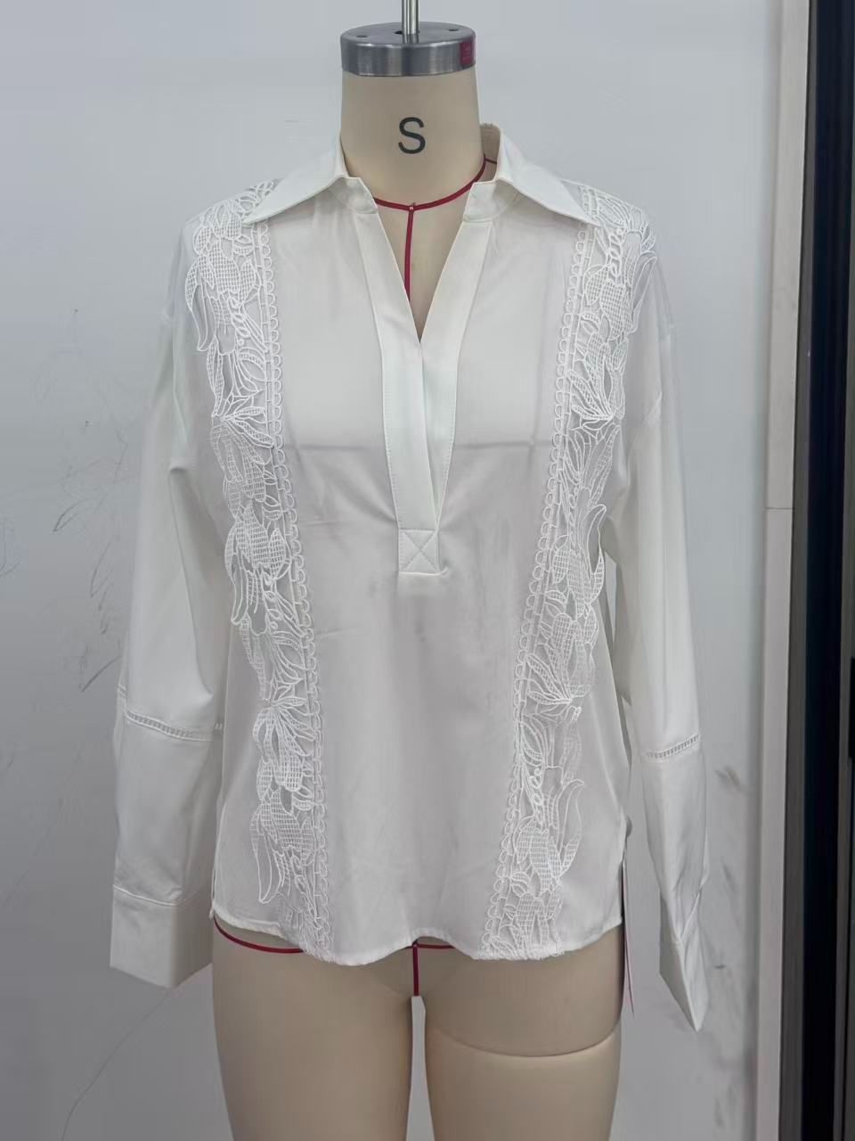 Embroidered Lantern Sleeve White Blouse for Work & Daily Wear