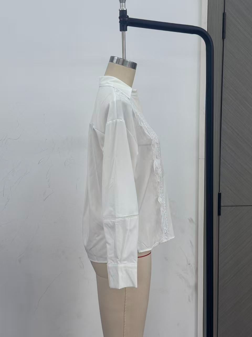 Embroidered Lantern Sleeve White Blouse for Work & Daily Wear