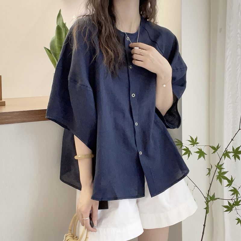 Dopamine Solid Color Plus Size Short Sleeve Shirt
