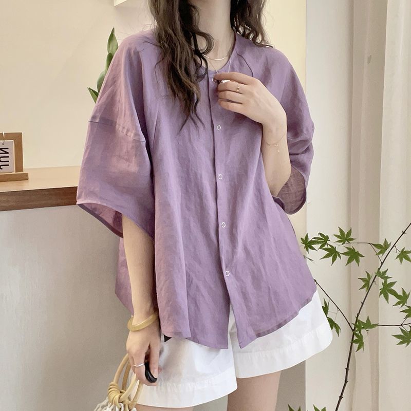 Dopamine Solid Color Plus Size Short Sleeve Shirt