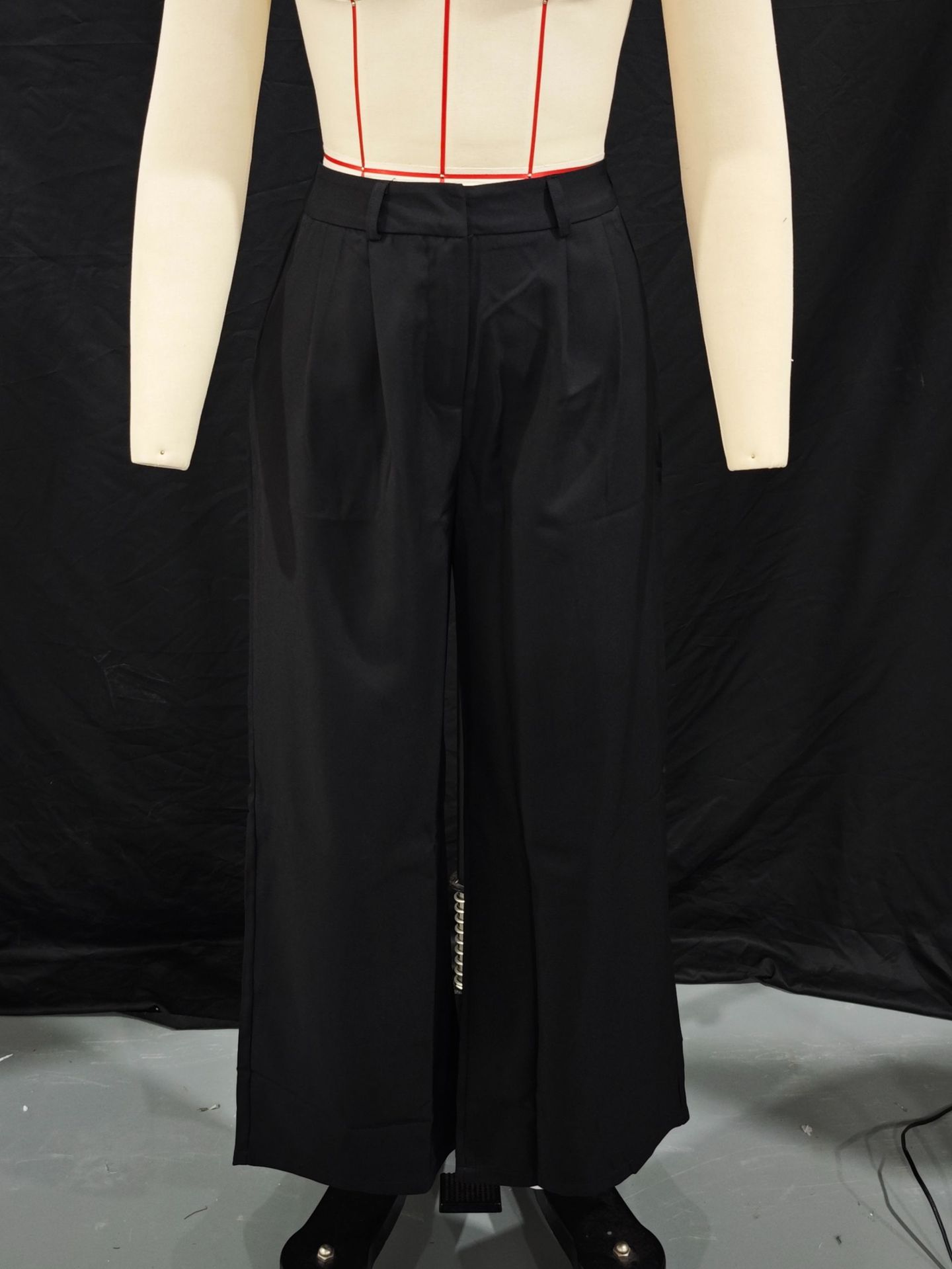 White High-Waist Casual Trousers Loose Fit Simple Office Style Long Pants