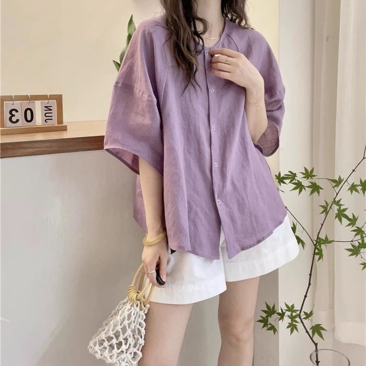 Dopamine Solid Color Plus Size Short Sleeve Shirt