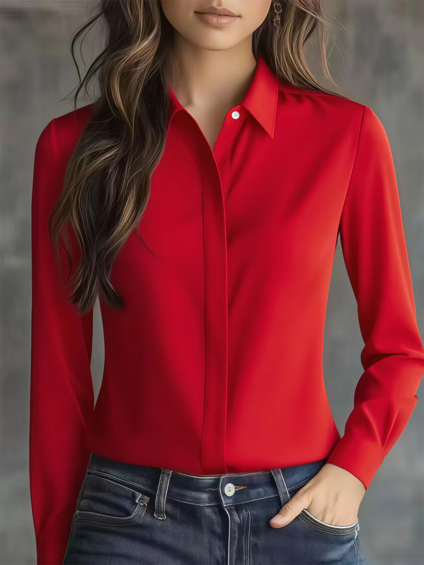 Solid minimalist long-sleeve loose-fit shirt