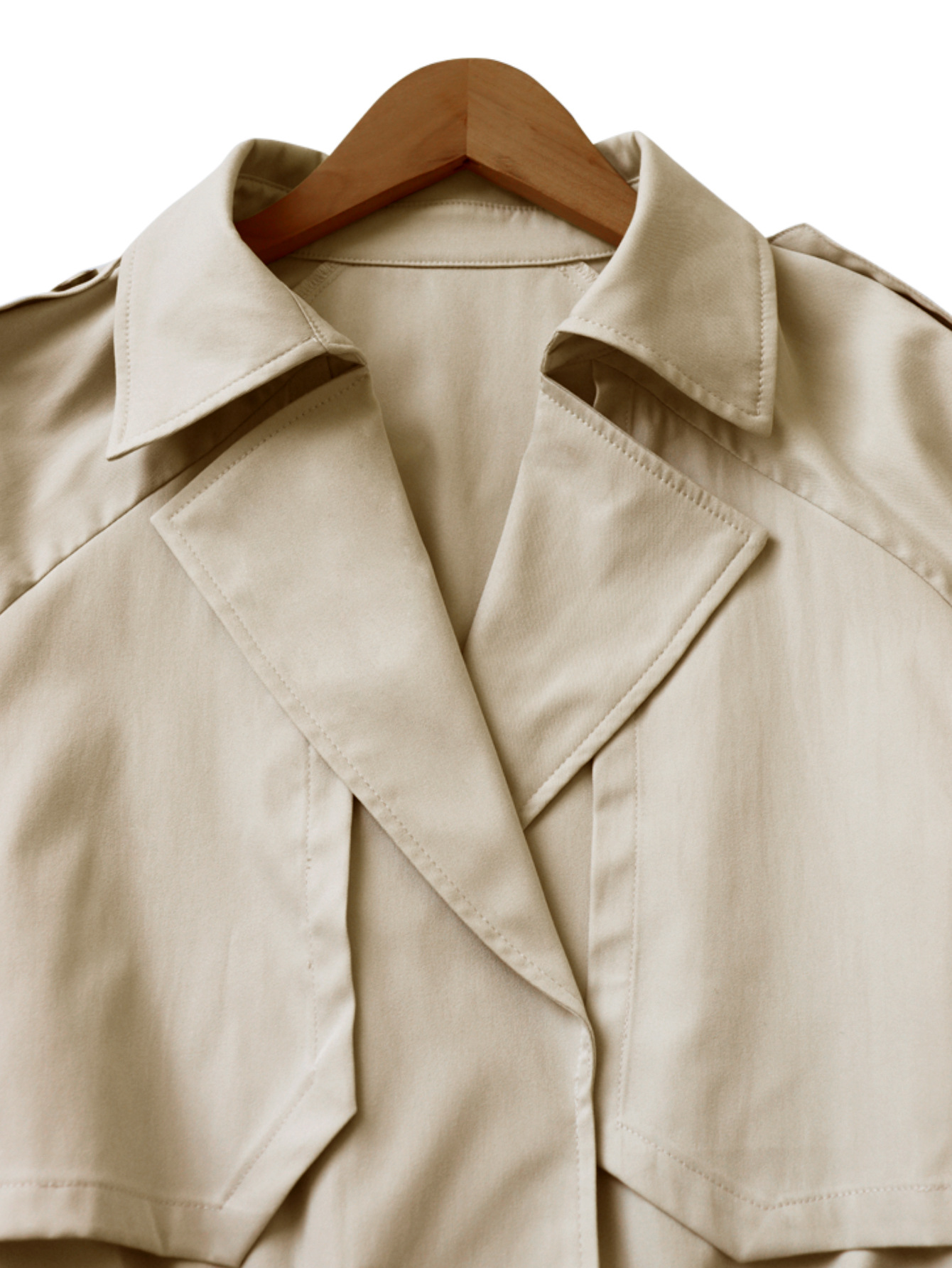 Lapel Collar Waist-Cinching Drawstring Slimming Short Trench Coat